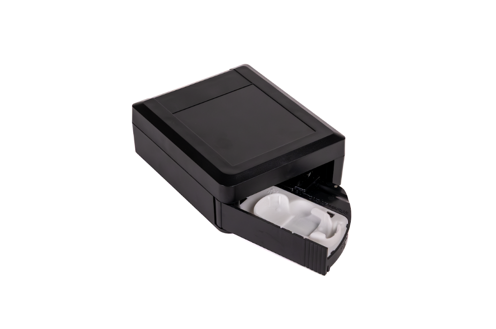 IOX-KEYBOX with open tray showing fob holder
